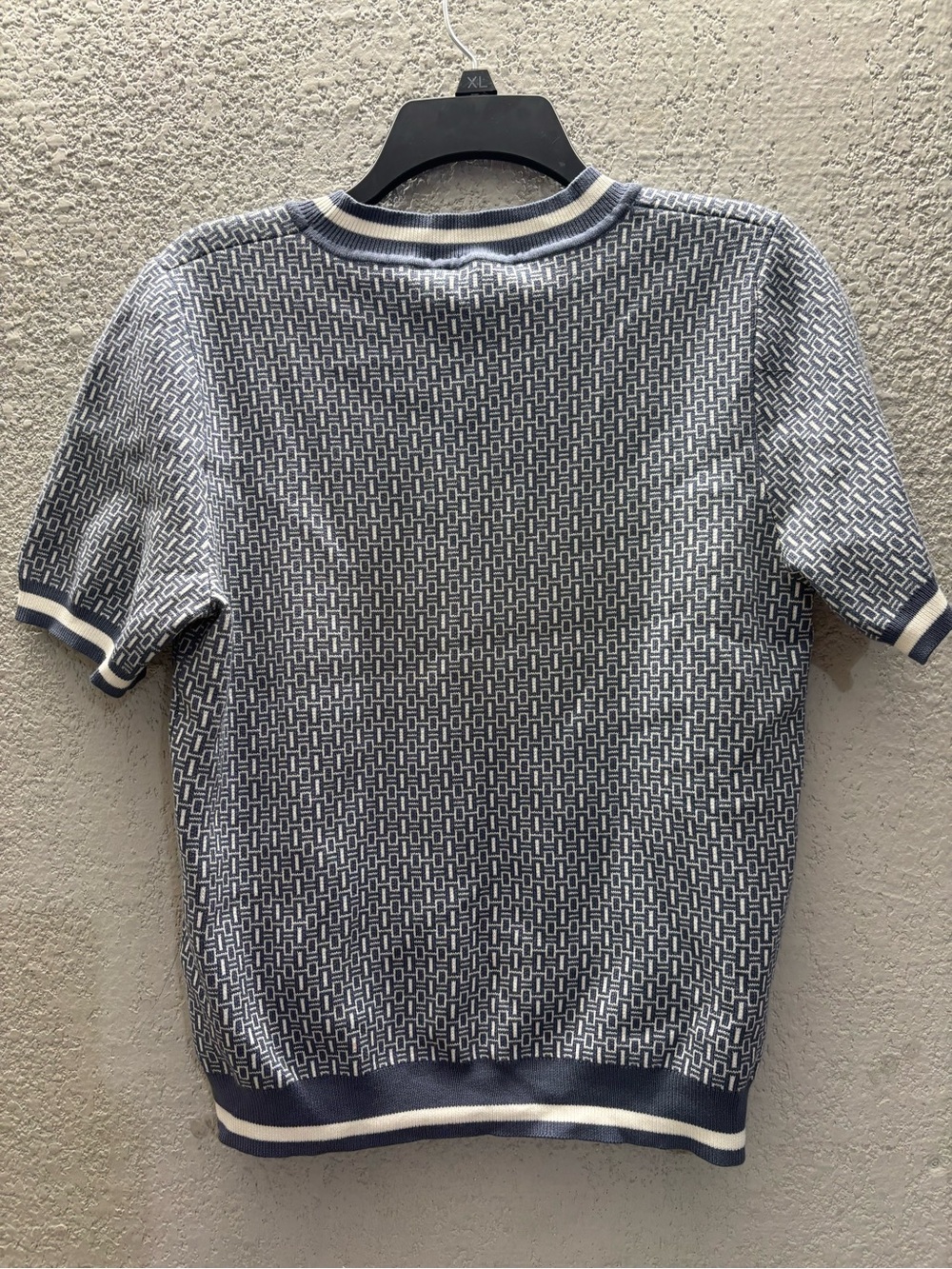 Adrianna Papell Blue & White Short-Sleeve Crewneck Knit Sweater - Picture 4 of 6